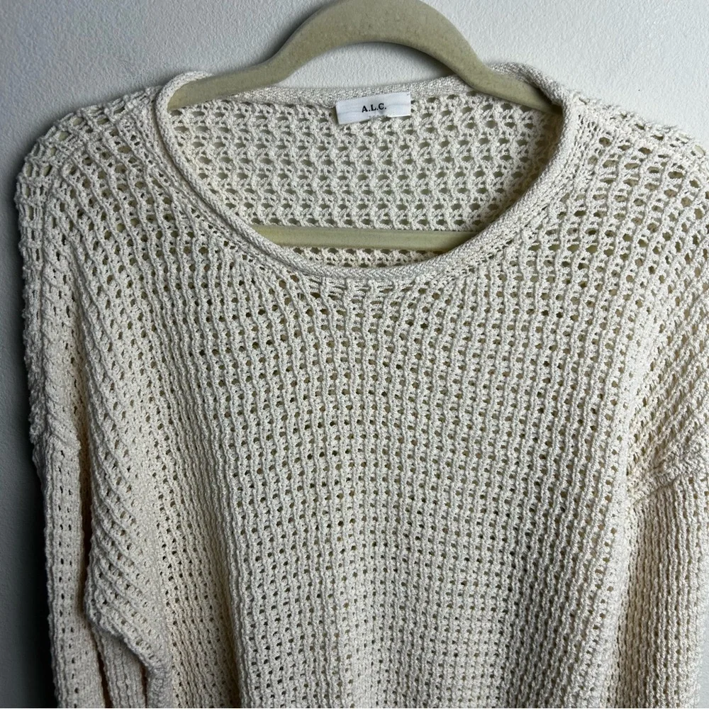A.L.C. Ivory Open Knit Laney sweater size: M - Picture 3 of 9